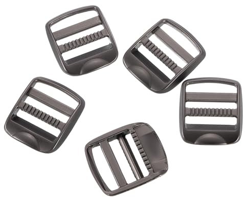 sourcing map Metal Ladder Lock Slider, 5Pcs 1 - Zinc Alloy Buckle Adjuster Webbing Strap Release Buckles for Backpack Accessories Replacement (Matte Gunmetal)