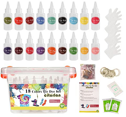 JOERBABU Batik-Kleidungsfarbe, Regenbogenfarben, kaltes Wasser, Batik-Set für kreatives Malen, Anzug für Kinder, 18 Farben