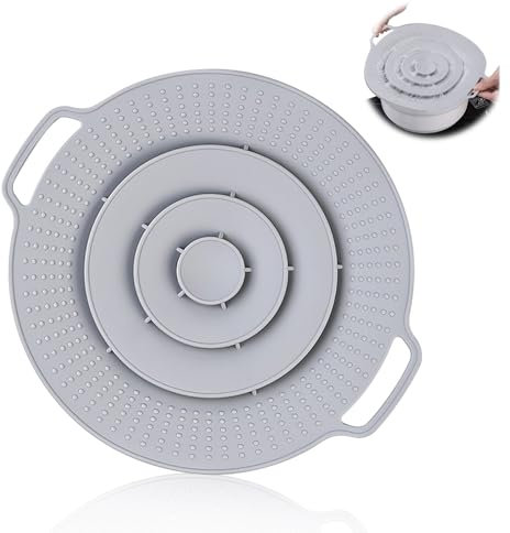 Sporgo Topfdeckel Spritzschutz Pfannen: Überkochschutz Pfannenspritzschutz Universal für Töpfe mit einer Größe von 29 cm, Pfannendeckel Universaldeckel aus Silikon BPA-freier (grau)