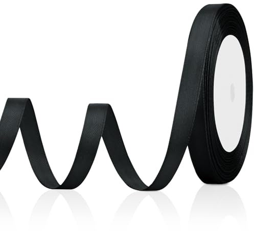 Geschenkband Breit 1cm Schleifenband Schwarzes Satinband Geschkenk Band schleifen Geburtstagsstoffband Dekoband Haare Schleifenband Geburtstag,Weihnachten Geschenkbänder Weihnachtsgeschenkband