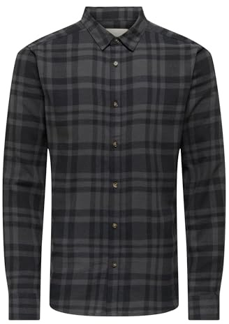 Checkered Lumberjack Shirt Essential Long Sleeve Plaid Flannel Top Leisure Slim Blouse Cotton ONSGUDMUND