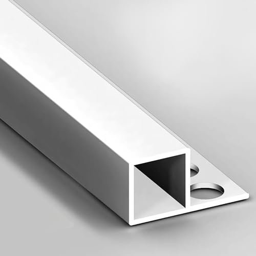 Raouoae Profilé d'angle en Aluminium Anodisé pour Carrelage, Bande De Bordure en Métal 125cm, 2 Pièces, Protection des Bords De Carrelage, Rail De Carrelage Carré(Silver,8mm)