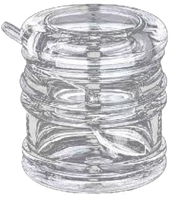 TEEKU Set zuccheriera in vetro trasparente con coperchio e cucchiaio con attaccata (E, taglia unica)