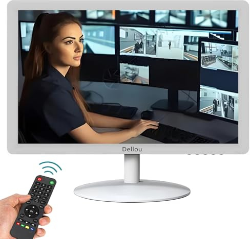 24 Zoll Weißer Überwachungs Bildschirm CCTV Sicherheitskamera Monitor | Multifunktionale BNC, HDMI, AV, VGA, USB, PC Schnittstelle LCD Display Bildschirm Computer Monitors 1920x1080 Full HD