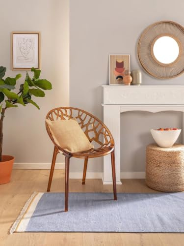benuta Pop Wollteppich Karla - Blau 80x250 cm - Baumwolle,Wolle - Läufer & im Style: Uni, Hygge & Cozy, Minimalistisch - Pflegeleicht für Wohnzimmer Schlafzimmer