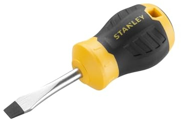 Stanley Cushion Grip™ Stuby Screwdriver Flared Tip 6.5 x 45mm, Made from high-Strength, Chrome Vanadium Steel with Strong Magnetic Black Oxide tip