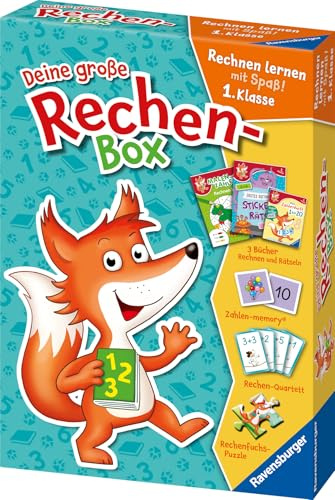 Deine große Rechen-Box 1.Klasse – Rechnen lernen mit Spaß – Bücher zum Rechnen und Rätseln, Spiele, Sticker und vieles mehr