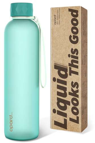 Opard Slim Pro Trinkflasche 1l, Kohlensäuregeeignete Wasserflasche mit facettiertem gummiertem Griff, BPA-freiem Plastik und auslaufsicherem Schraubverschluss für Sprudelwasser, Sport, Schule und Büro