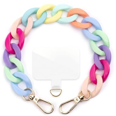 ONEFLOW Handyanhänger fürs Handgelenk, Universal Handykette kurz Handschlaufe, Handyband für Hüllen Abnehmbar, Anhänger Kette mit Karabiner für alle Handys, Chainless Urban Chain