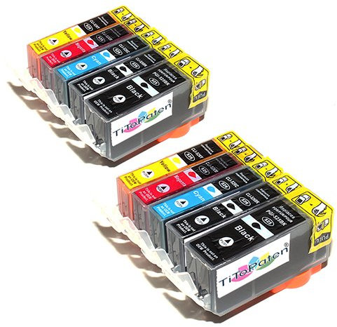 TiToPaten* - 10x Canon Pixma MG 5350 kompatible XL Druckerpatronen - Schwarz,Cyan,Magenta,Gelb,Photo Schwarz - Patrone MIT CHIP !!!Hohe Laufleistung!!!