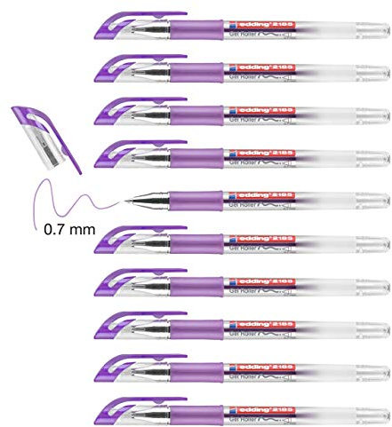 edding 2185 Gelroller - Violett - 10 Stifte - 0.7 mm - Gelstifte zum Schreiben, Malen, Mandala, Bulletjournal - Gelschreiber, Gelmalstifte