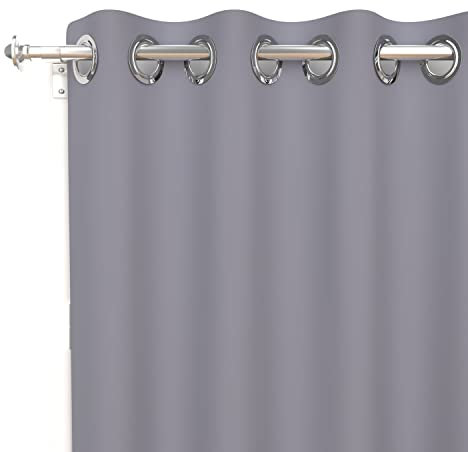 Soleil d'ocre Cortina Lisa con Ojales Antiarrugas Alix, Gris, 135 x 180 cm