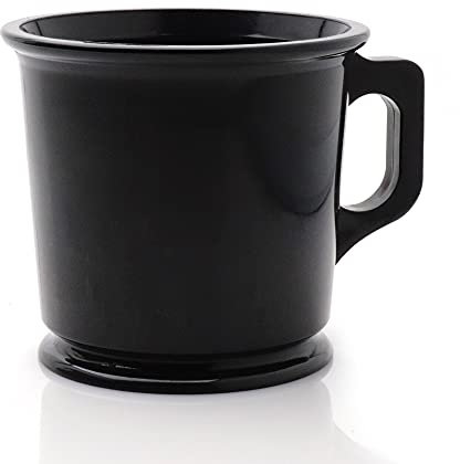 Haryali London Shaving Mug - Black Shaving Mug for All Gender - Heavy Bottom Mug for Shaving Soap - Vintage Style Shaving Mug - Knob Handle Design - Impact Resistant Plastic - Shaving Set Accessory