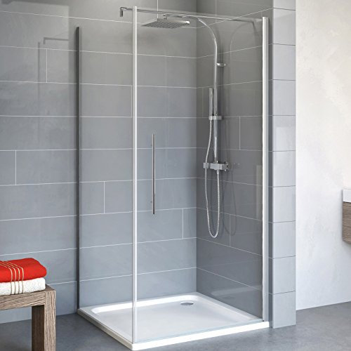 Schulte EP321506 01 500 Duschkabine Alexa Style 2.0 Drehtür Seitenwand, 90 x 90 cm, 192 cm, 5 mm Sicherheitsglas klar hell beschichtet, alunatur