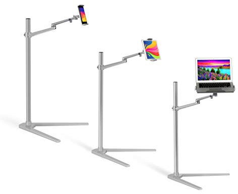 MagicHold 3-in-1 Laptop-/Tablet-Ständer für Bett, Boden, um 360 Grad drehbar, höhenverstellbar, kompatibel mit iPad, iPad mini, MacBook Pro/Air, MS Surface Pro, MS Surface Buchständer