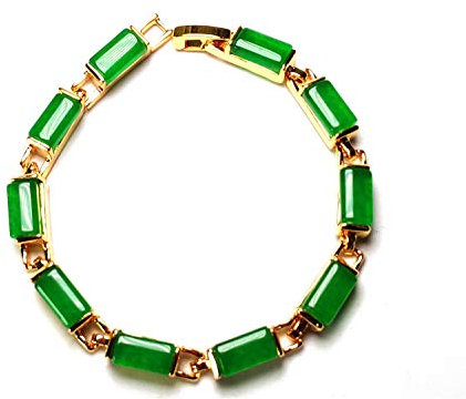 3D-Armreif aus Gelbgold, grüner Jade, quadratischer Armreif, Kette, Tennis-Armbänder, Schmuck, Muttergeschenk