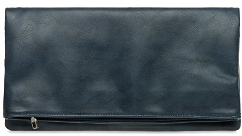 Caspar TA392 elegante Damen Briefumschlag Clutch Tasche Abendtasche, Farbe:dunkelblau, Accessoires:One Size