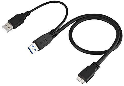 VBESTLIFE USB 3.0 A Stecker auf Micro-B Stecker + Stecker Netzteil Y Kabel für Mobile Festplatte HDD, ANMERKUNG 3, S5,50cm