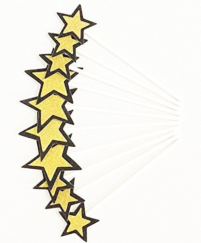 AILEXI Handgemachte 10 zählt kuchen dekorieren topper für kuchen cupKuchen und eis - schwarz und gold sternen