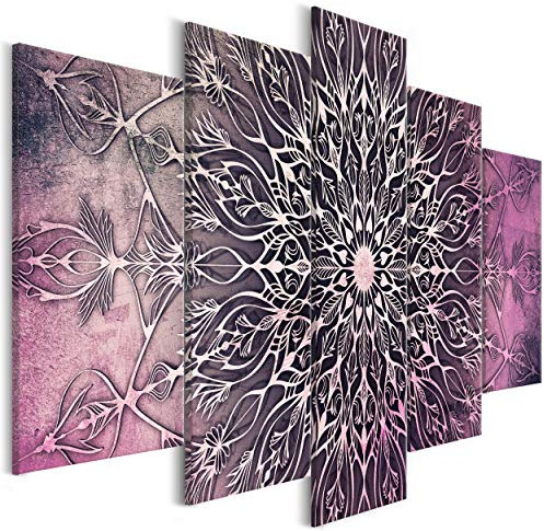 decomonkey Bilder Mandala 200x100 cm 5 Teilig Leinwandbilder Bild auf Leinwand Wandbild Kunstdruck Wanddeko Wand Wohnzimmer Wanddekoration Deko Modern Abstrakt
