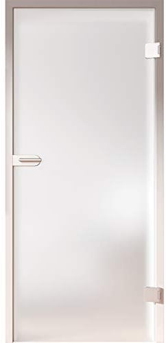 HORI® Glastür Komplettset inkl. Zarge und Türgriff | Satinierte Dreh-Tür aus 8 mm hochwertigem ESG Glas |inkl. Türschloss und Montagematerial | DIN rechts I 1972 x 709 x 120 mm