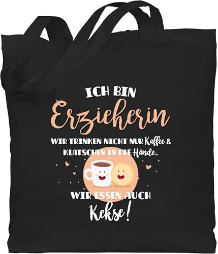 Shirtracer Baumwolltasche - Taschen - Erzieherin trinken nicht nur Kaffee I Geschenk Erzieherin - Unisize - Schwarz - geschenke für erzieherinnen erziehertaschen kindergärtnerin kita beutel