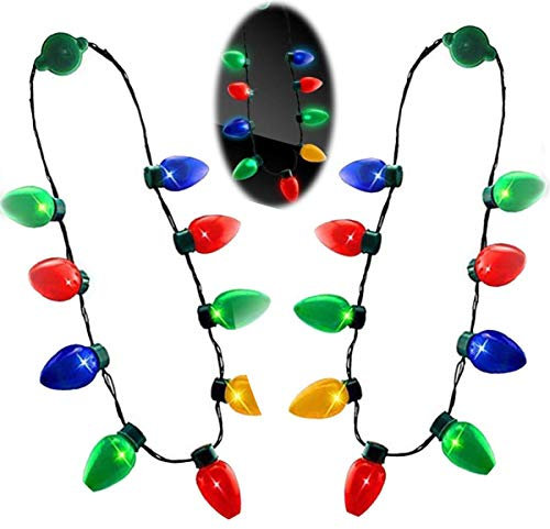 Anzmtosn Light Up Flashing Glow In the Dark Necklace LED Light Bulbs for Kids Adults, Christmas Xmas Birthday Wedding Halloween Rave Cranival Party Supplies Favors Accessories Best Gift Decoration