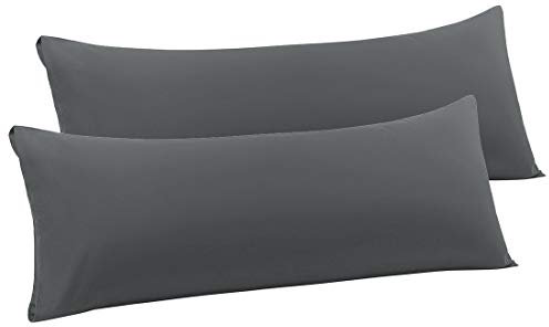 PiccoCasa Körperkissenbezug mit Hotelverschluss, 2er-Set Kissenbezüge für langes Nackenrolle, weiche Mikrofaser-Körperkissenbezüge, Grau, 50 x 150 cm
