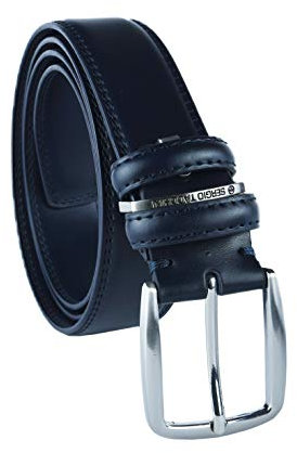 Sergio Tacchini Cintura Uomo In Vera Pelle, Fibbia Nickel Free Accorciabile