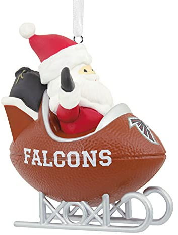 Hallmark NFL Atlanta Falcons Weihnachtsmann-Fußballschlitten, Weihnachtsdekoration, Mehrfarbig (0001OSL2145)