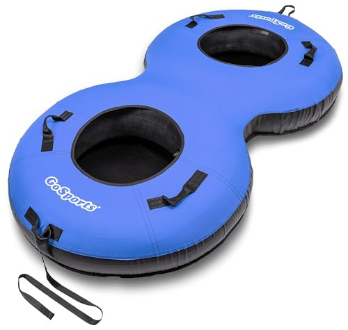 GoSports Heavy Duty 2 Person Winter Snow Tube with Premium Canvas Cover - America, Blue, Red or Retro