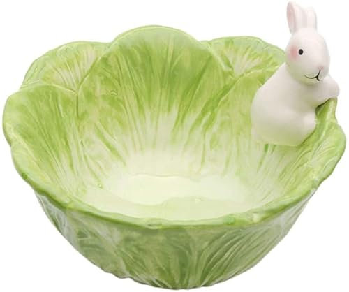 salad bowl and servers Easter Ceramic Salad Bowl Sauce Dish Rabbit Bowl Easter Fruit Bowls Rabbit Snack Dessert Bowls For Easter Party Decor (Color : Green)