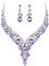 Clearine Wedding Bridal Jewellery Set Teardrop Rhinestone Cluster Statement Necklace Costume Dangle Earrings for Women Purple Silver-Tone