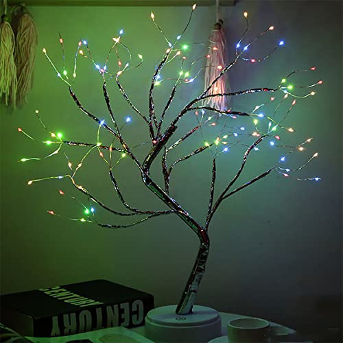 Verve Jelly Tree Branches DIY Copper Wire String Light 20 Artificial Tree Lamp LED Bedside Light with Touch Switch for Home Room Decor, Multi Color, 108 LEDs