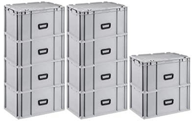 PROREGAL SuperSparSet 10x Eurobox NextGen Portable | HxBxT 33,5x40x60cm | 65 Liter | Eurobehälter, Transportbox, Transportbehälter, Stapelbehälter