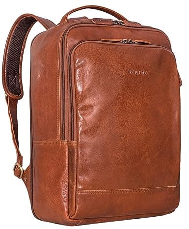 STILORD 'Beck' Mochila de Negocios Cuero para Hombres y Estudiantes - Ordenador Portátil 16 Pulgadas - Backpack Ciudad, Color:maraska - marrón