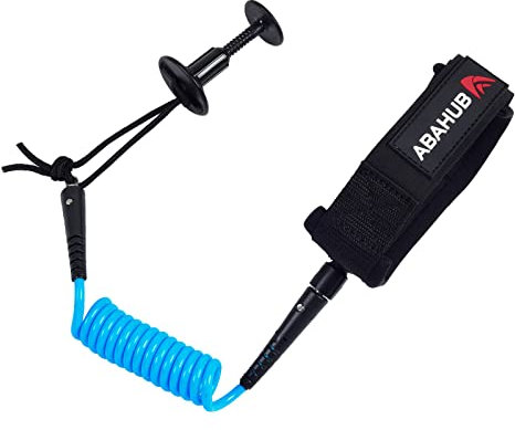 Abahub Premium 4 ft Bodyboard Leash, 5,5 mm dick Coiled Wrist Surf Body Board Leashes mit Stecker für Bodyboarding, Blau