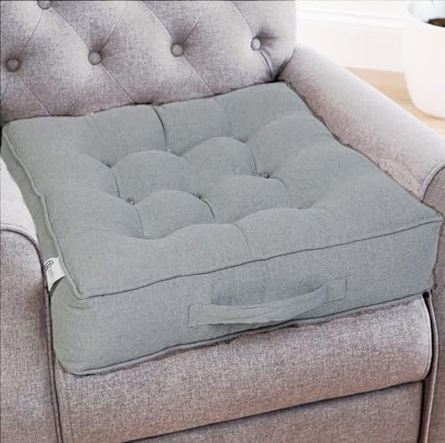 Casabella Booster Cushion-Armchair Booster Cushion Large Bolster Seat Dining Chair 50x50+10cm Thick Floor Cushions, Pregnancy & Post-Operative Adults Chair Bolster Cushions Seat, Car Seat Sofa-Silver