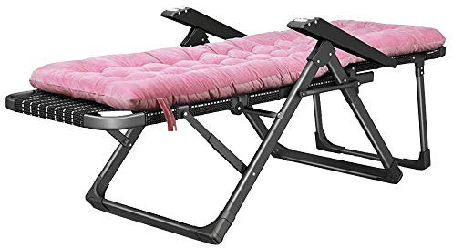 Patio-Lounge-Stühle, verstellbare Liege, Lounge-Stuhl mit Wattepad, tragbare Sonnenliege, Strandpool, Terrassendeck, Faltbare Sonnenliege, Unterstützung 440 lbs, langlebig (Color : Pink)