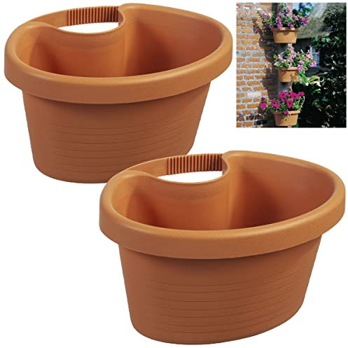 2 Geräumige Regenrohr Blumentöpfe Pflanzer Töpfe Terra 27x23x14cm