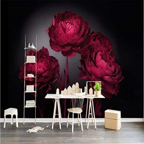 Rote Rose Romantische Blumen Fototapete 3D Wandbilder, Panoramawandbilder Große Tapete Dekoration Gemälde Tapete, Geeignet Für Wohnzimmer Und Schlafzimmer Kinderzimmer, 300 (Breite) x 210 (Höhe) cm