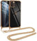 Vauki handyband für iPhone 11 Pro Max Hülle mit Band, Handyhülle mit Kette, Herz Motiv, Ultra Dünn Stoßfeste Aesthetic Case mit Kordel zum Umhängen für iPhone 11 Pro Max 6.5 Zoll, Goldene Metallkette