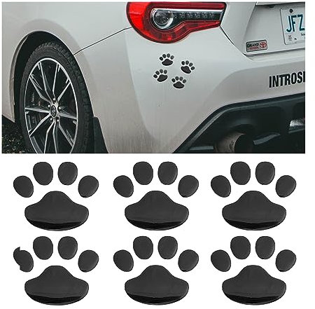 JNNJ 6 Stück Hundepfotenabdruck Als Aufkleber für Die Autodekoration, Niedliches Tier Bär Pfotenabdruck Auto-Emblem, 3D-Tierpfotenaufkleber für Autofenster(Schwarz)