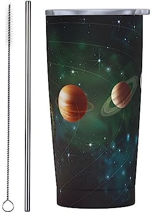FJAUOQ Planets 20oz Tumbler Stainless Steel Insulated Car Coffee Mug with Lid and Straw Durable Coffee Cup for Daily Life Travel Office