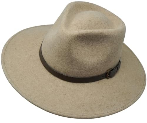 B&S Premium Lewis - Chapeau Fedora à Large Bord - 100% Feutre Pure Laine - Déperlant - Bande en Cuir
