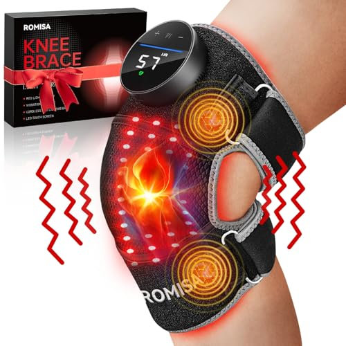 ROMISA Red Light Therapy for Knee - Infrared Light Therapy Knee Brace Massage for Pain Relief, Wearable Pads