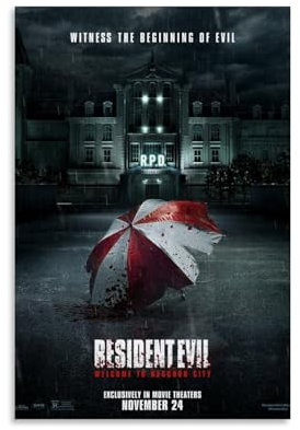 BBAUER Resident Evil Movie Poster Dekorative Malerei Leinwand Wandkunst Wohnzimmer Poster Schlafzimmer Malerei,Wandkunst Bilddruck Moderne Familienzimmer Dekor 08x12inch(20x30cm)