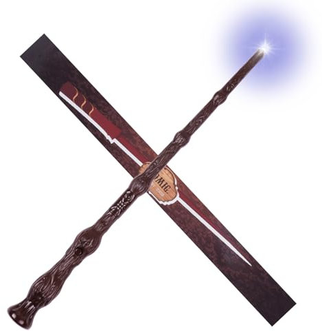 Aomig Bacchetta Magic, Mago Bacchetta con Luce e Suono,Bacchetta Magica in Plastica Magic Giocattolo per Bambini, Cosplay Props Costume da Festa Accessorio (Marrone)