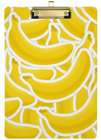 Gelbe Bananen-Acryl-Klemmbretter mit niedrigem Profil, Metallclip, wasserdicht, Lehrer-Klemmbrett, Standard-A4, Briefgröße, 31,8 x 22,9 cm, für Krankenschwestern, Krankenschwestern, Polizeibüro, Büro