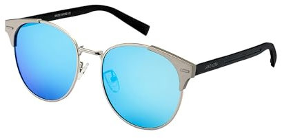 Layoners Fusia Fever Sonnenbrille, Damen, Polarisierte Gläser, UV400-Schutz, Blendschutz, Verspiegelt, Leicht, Bequem, Metall-Zink-Legierung, TAC (Blau)